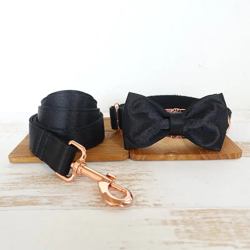 Black velvet collar with metal buckle for pets