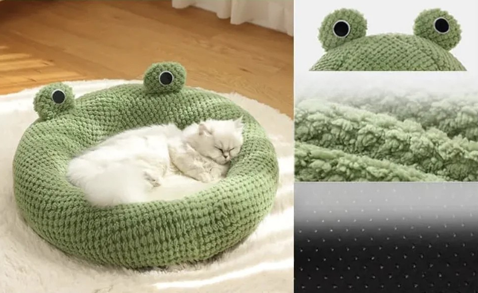 Cama para mascotas en forma de rana  Para gatos y perros pequeños