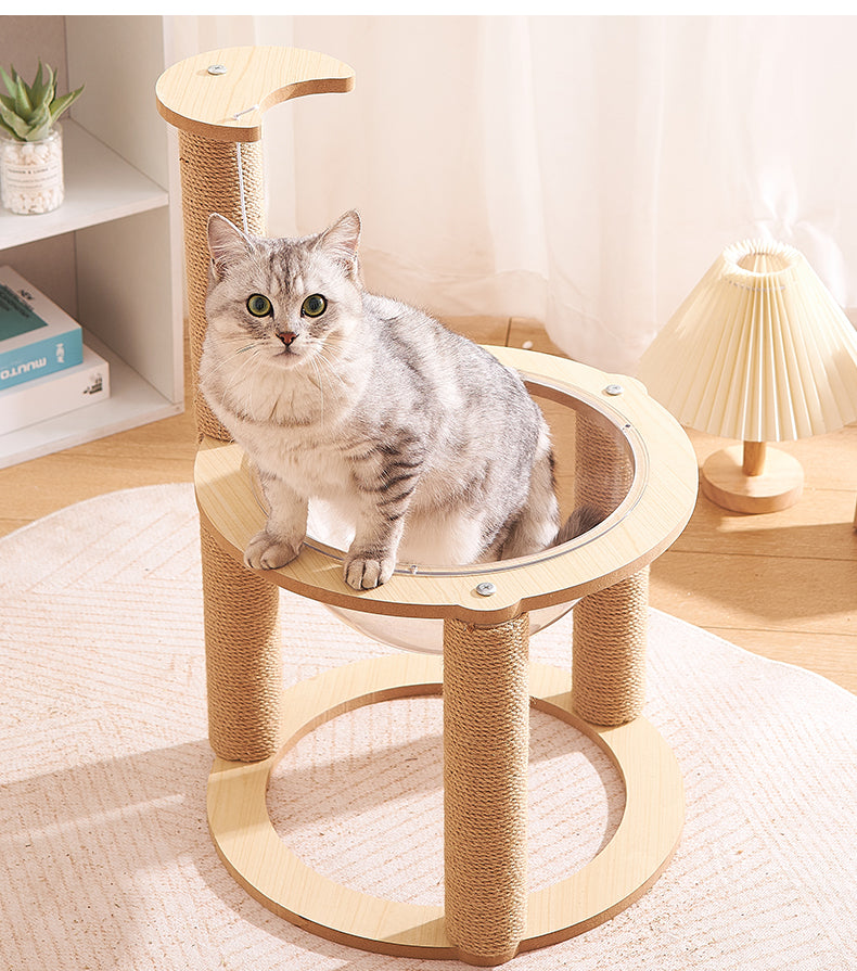 Double Cat Scratcher with Transparent Dome