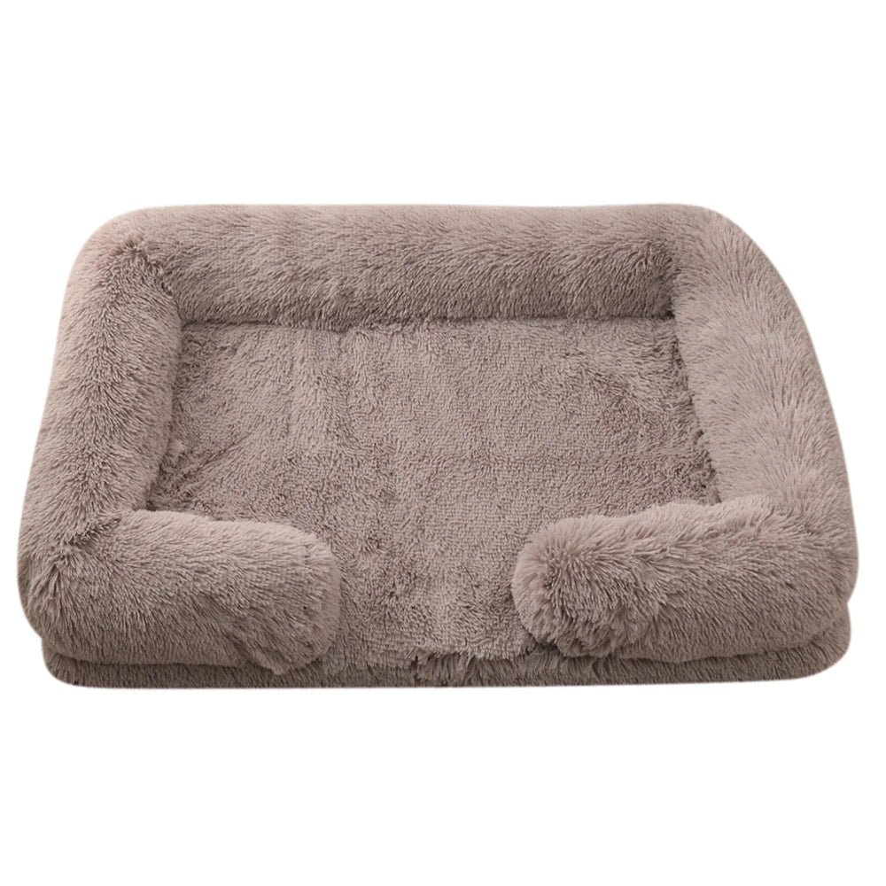 Cama rectangular de peluche para mascotas con Bordes elevados