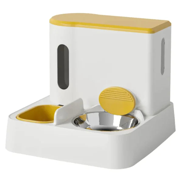 Distributore doppio di cibo e acqua per gatti