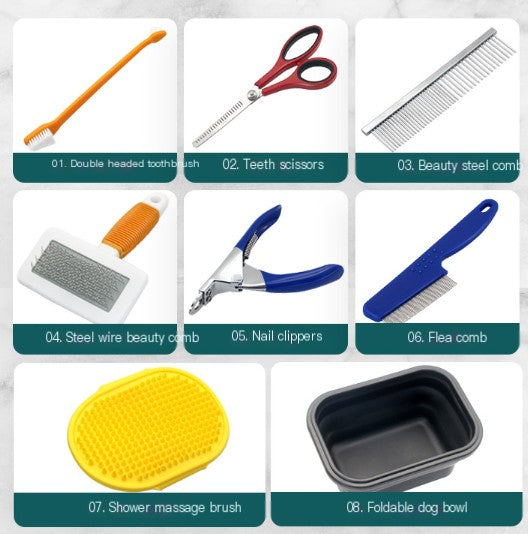 Set ideale per la cura degli animali domestici da viaggio