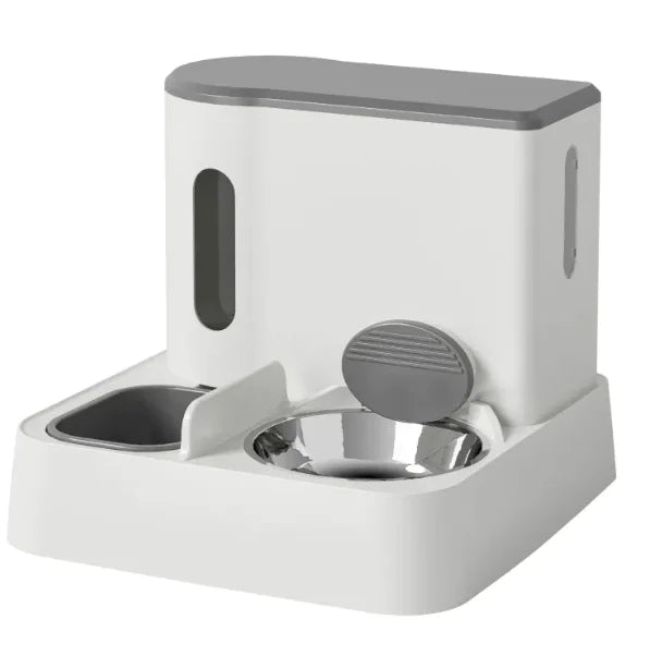 Distributore doppio di cibo e acqua per gatti