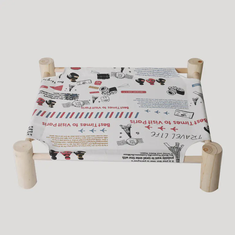Solid wood pet bed with washable cover