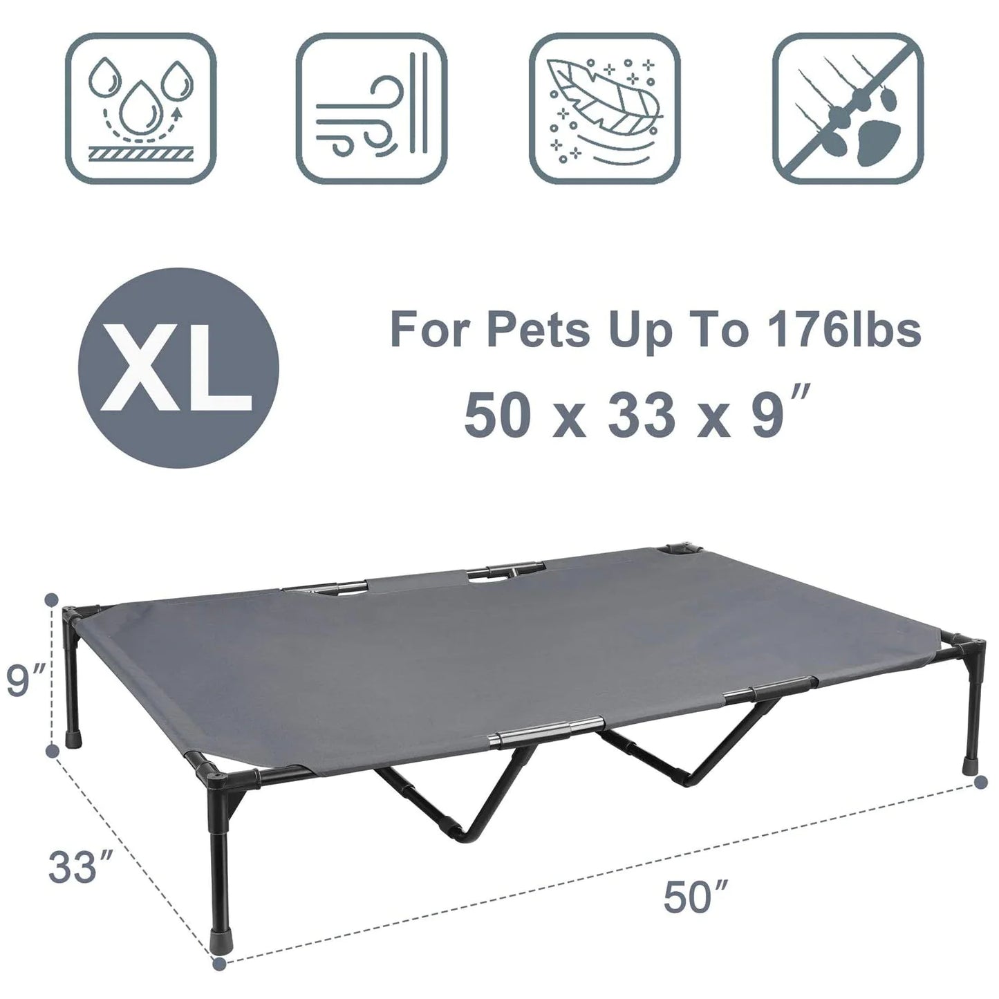 Elevated bed for large dogs, ideal for outdoors
