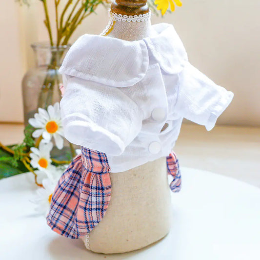 Ropa falda ligera de cuadros para mascotas