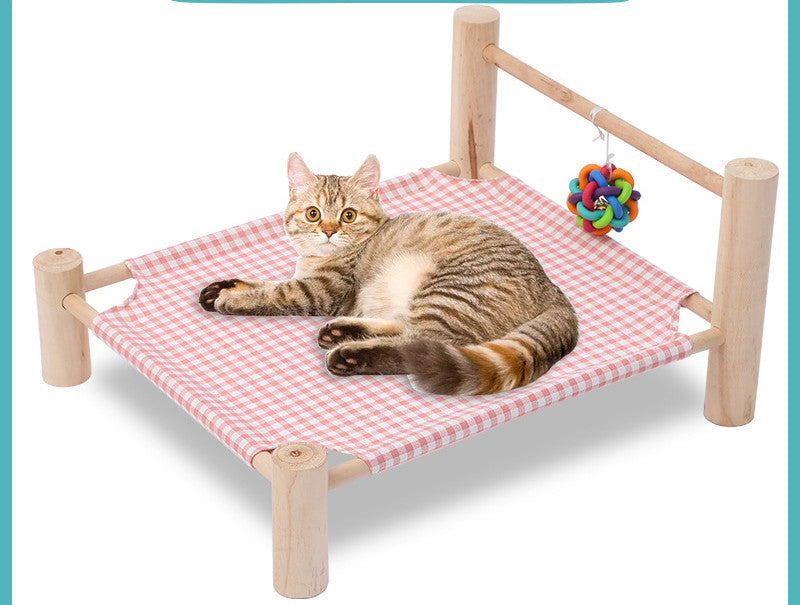 Solid wood pet bed with washable cover
