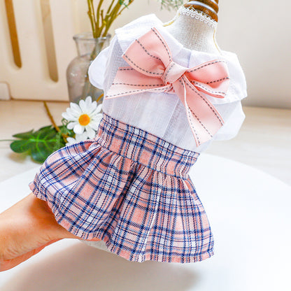 Lightweight plaid skirt clothing for pets