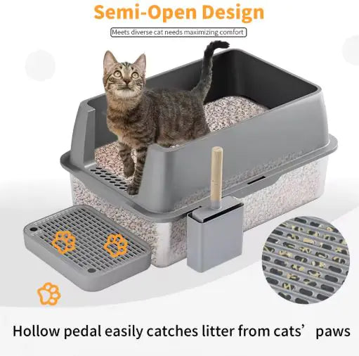 Arenero Grande para Gatos, Totalmente  Cerrado, de Acero Inoxidable