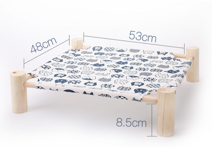 Solid wood pet bed with washable cover