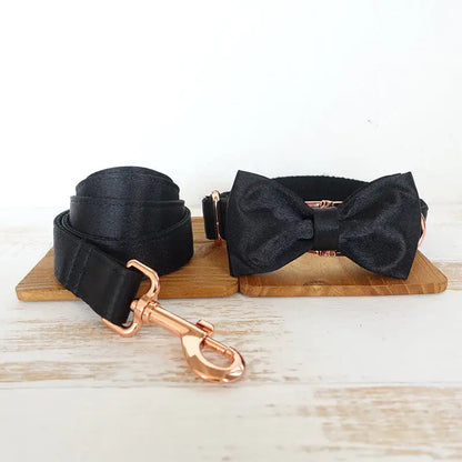 Black velvet collar with metal buckle for pets