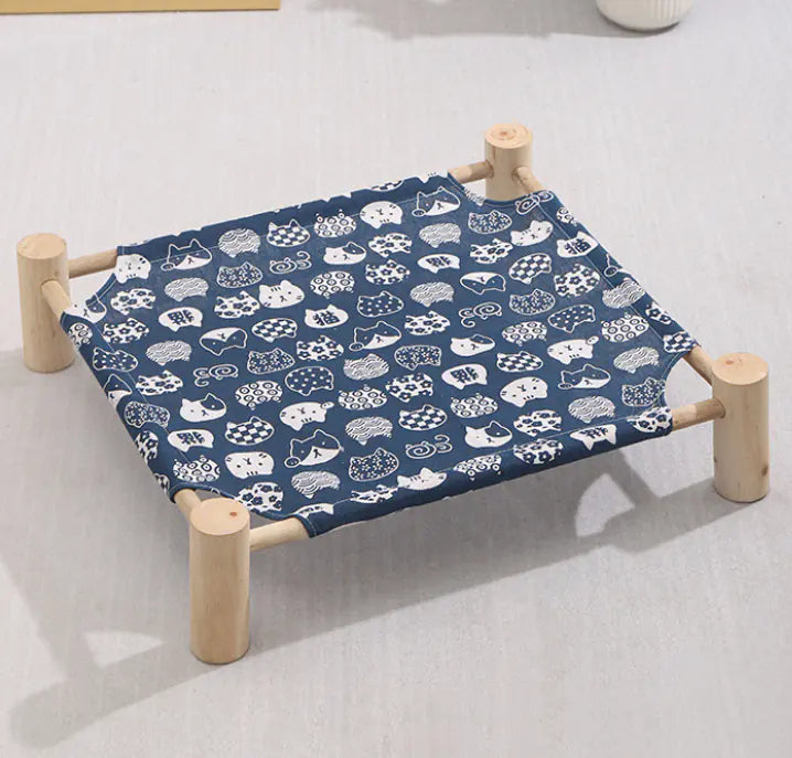 Solid wood pet bed with washable cover