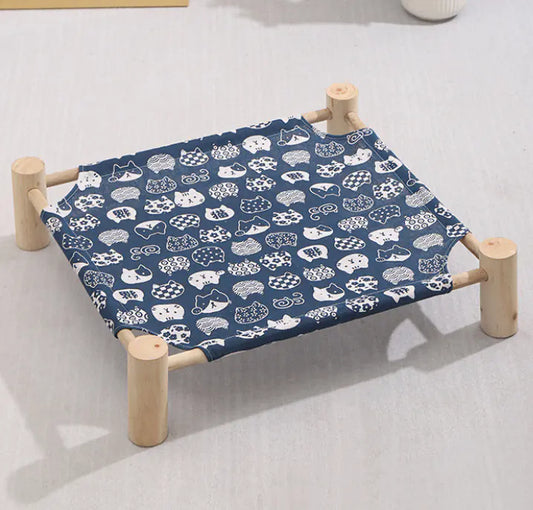Cama de madera maciza para perros y gatos (funda extraible, lavable)