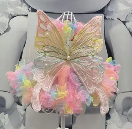 Pink Rainbow Butterfly Fairy Pet Costume