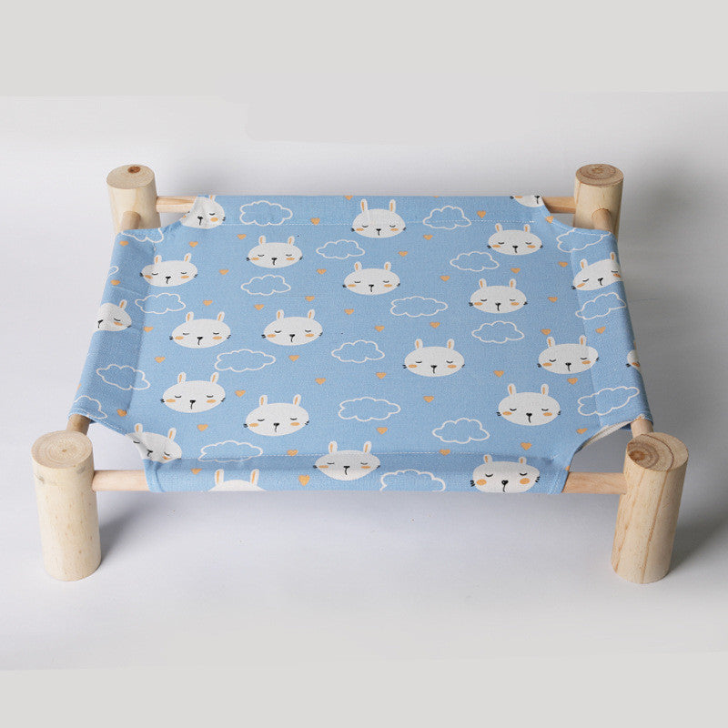 Solid wood pet bed with washable cover