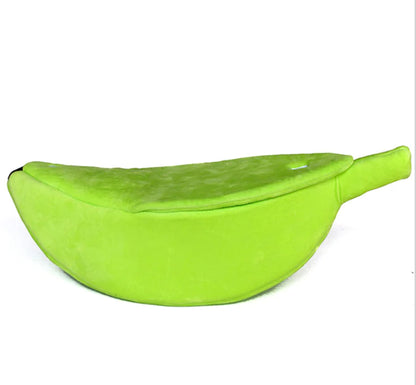 Banana-shaped pet bed