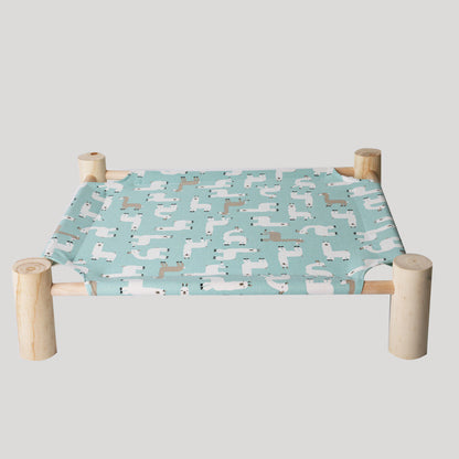 Solid wood pet bed with washable cover