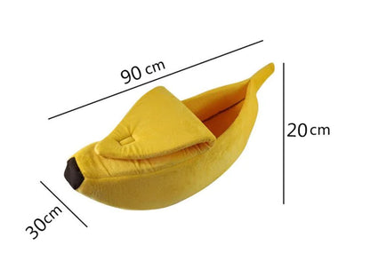 Banana-shaped pet bed