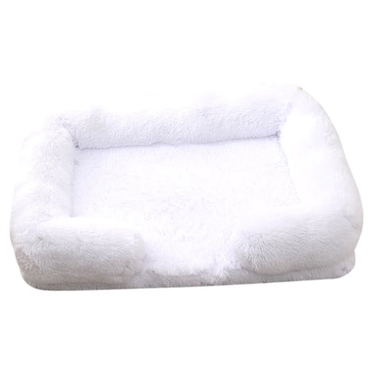 Cama rectangular de peluche para mascotas con Bordes elevados