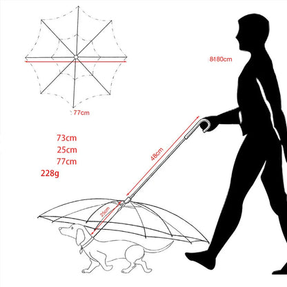 Dog umbrella with built-in leash