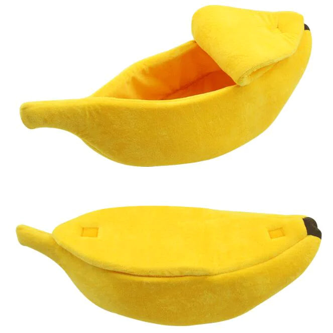 Banana-shaped pet bed