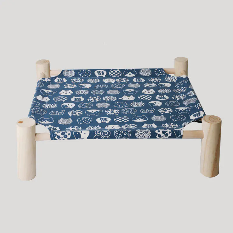 Solid wood pet bed with washable cover