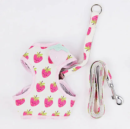 Fruit Print Cat Harness and Leash