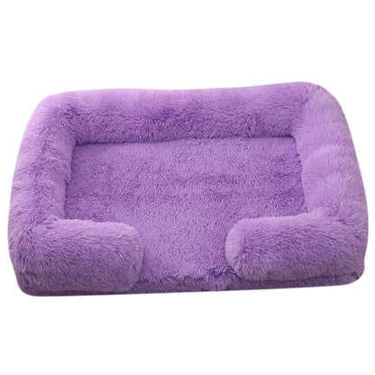 Cama rectangular de peluche para mascotas con Bordes elevados