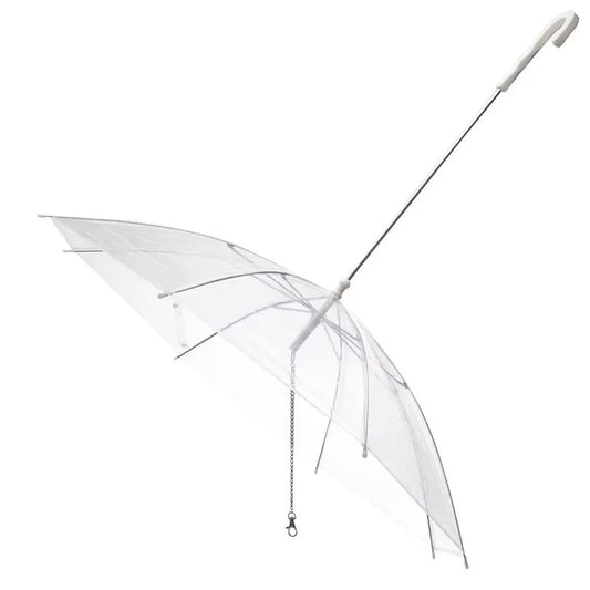 Dog umbrella with built-in leash