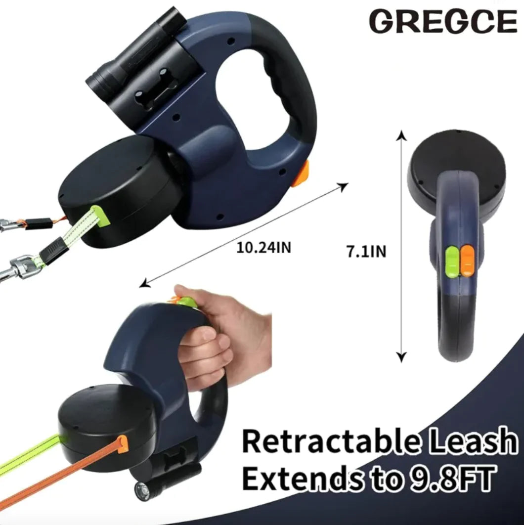 Double retractable pet leash
