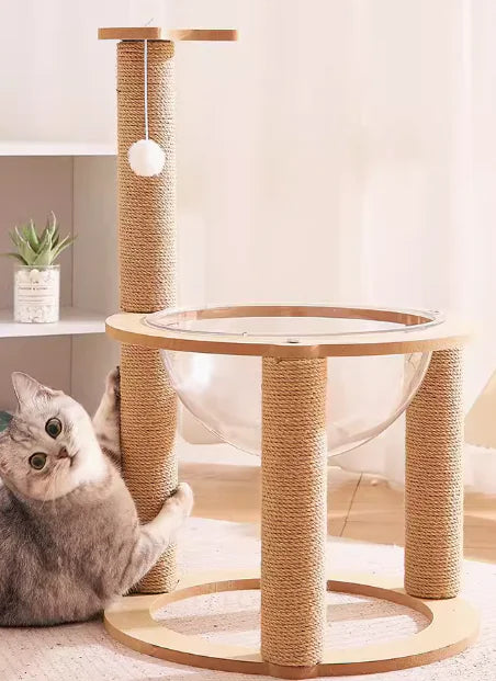 Double Cat Scratcher with Transparent Dome