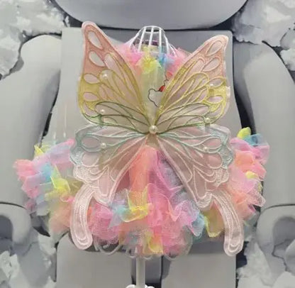 Pink Rainbow Butterfly Fairy Pet Costume