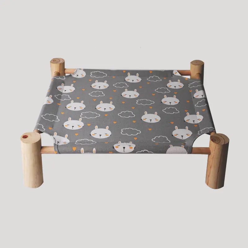 Solid wood pet bed with washable cover