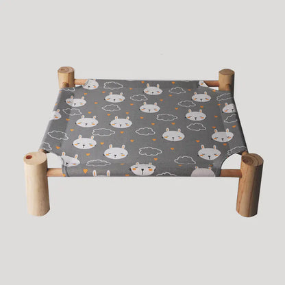 Solid wood pet bed with washable cover