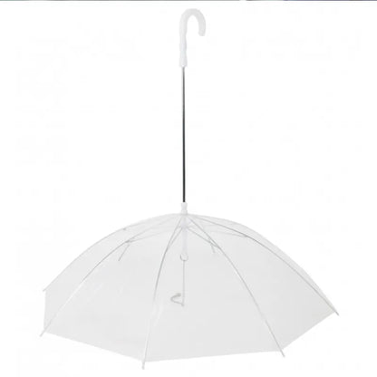 Dog umbrella with built-in leash