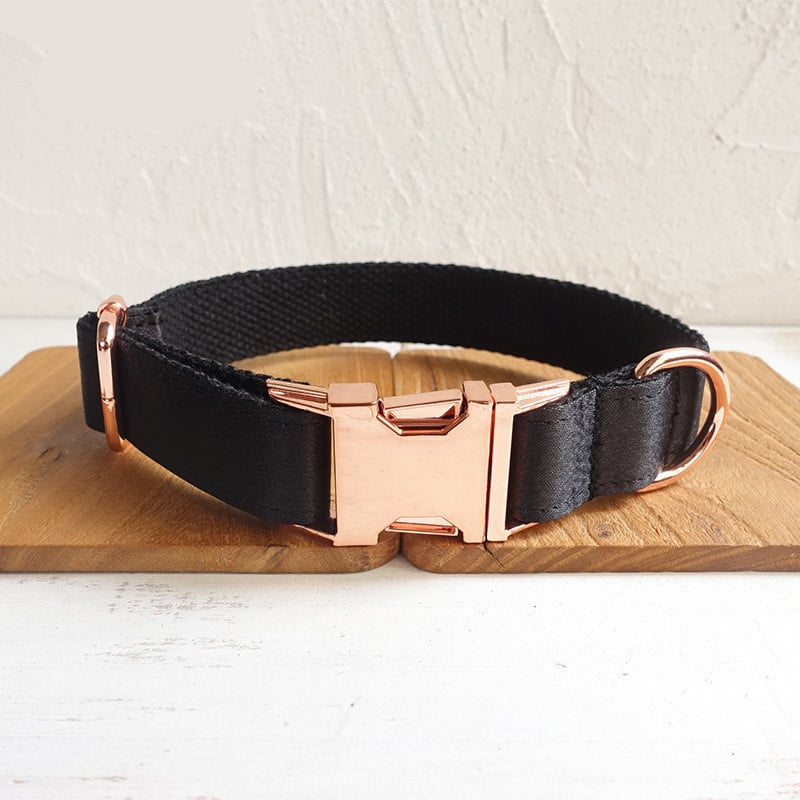 Black velvet collar with metal buckle for pets