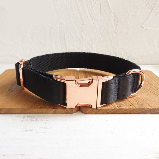 Black velvet collar with metal buckle for pets