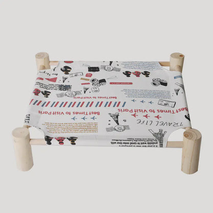 Solid wood pet bed with washable cover