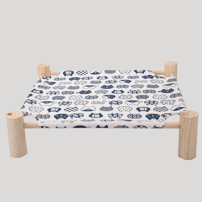 Solid wood pet bed with washable cover
