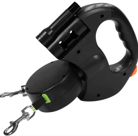 Double retractable pet leash