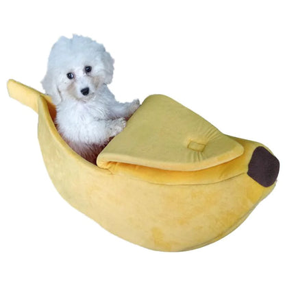 Banana-shaped pet bed