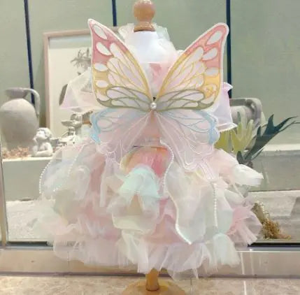 Pink Rainbow Butterfly Fairy Pet Costume