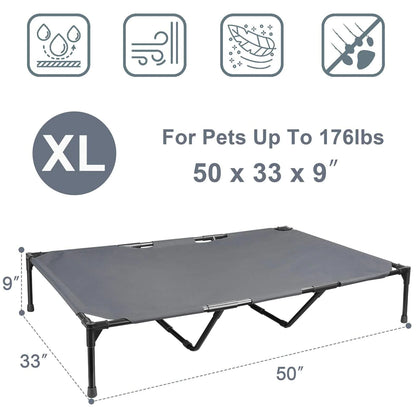 Elevated bed for large dogs, ideal for outdoors