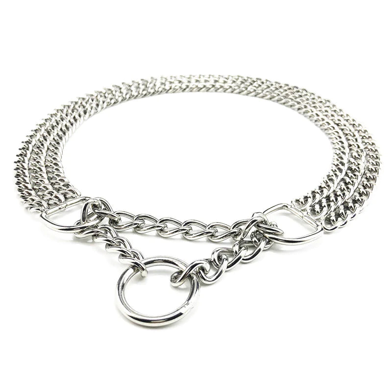 Double chain dog training collar