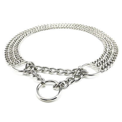 Double chain dog training collar