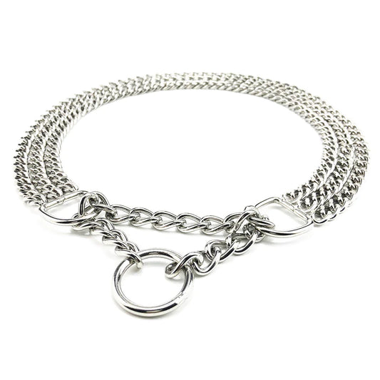 Double chain dog training collar