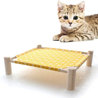Solid wood pet bed with washable cover